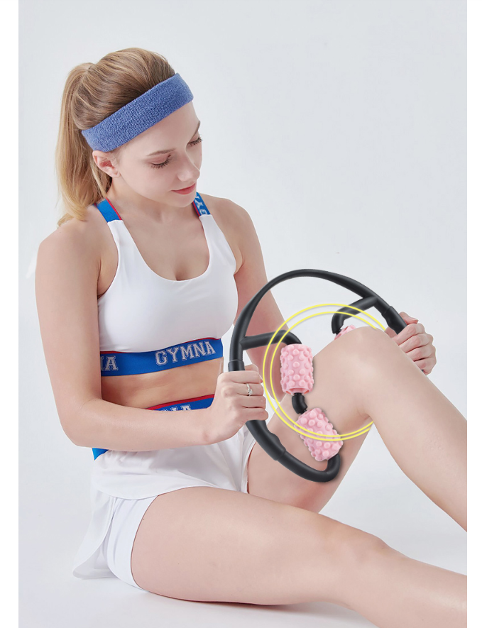 Multifunctional Muscle Massager Relaxation Roller Ring Clamp Yoga Body Shaping 4 Wheels Fitness Device for Sports - Comfy Collectors