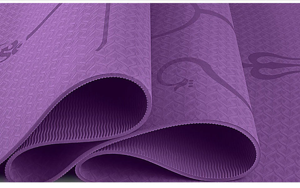 Non Slip TPE Yoga Mat Position Line Beginner - Comfy Collectors