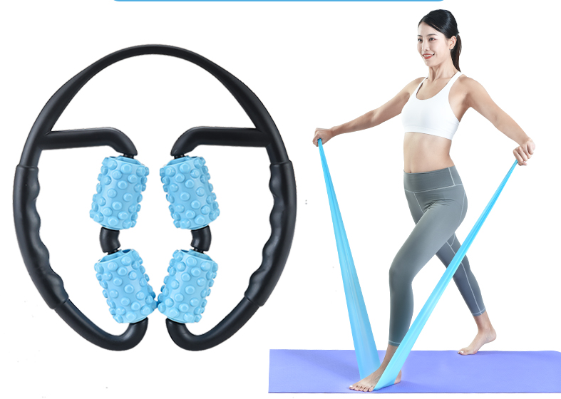 Multifunctional Muscle Massager Relaxation Roller Ring Clamp Yoga Body Shaping 4 Wheels Fitness Device for Sports - Comfy Collectors