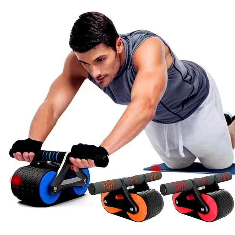 Double Wheel Abdominal Exerciser Women Men Automatic Rebound Ab Wheel Roller Waist Trainer Gym Sports Home Exercise Devices - Comfy Collectors