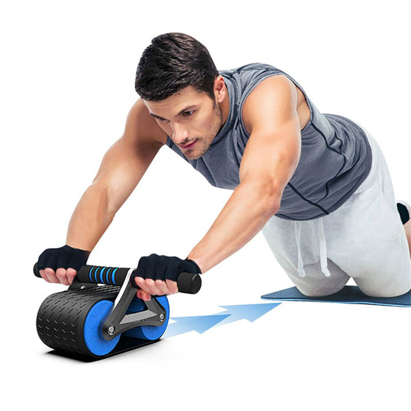 Double Wheel Abdominal Exerciser Women Men Automatic Rebound Ab Wheel Roller Waist Trainer Gym Sports Home Exercise Devices - Comfy Collectors