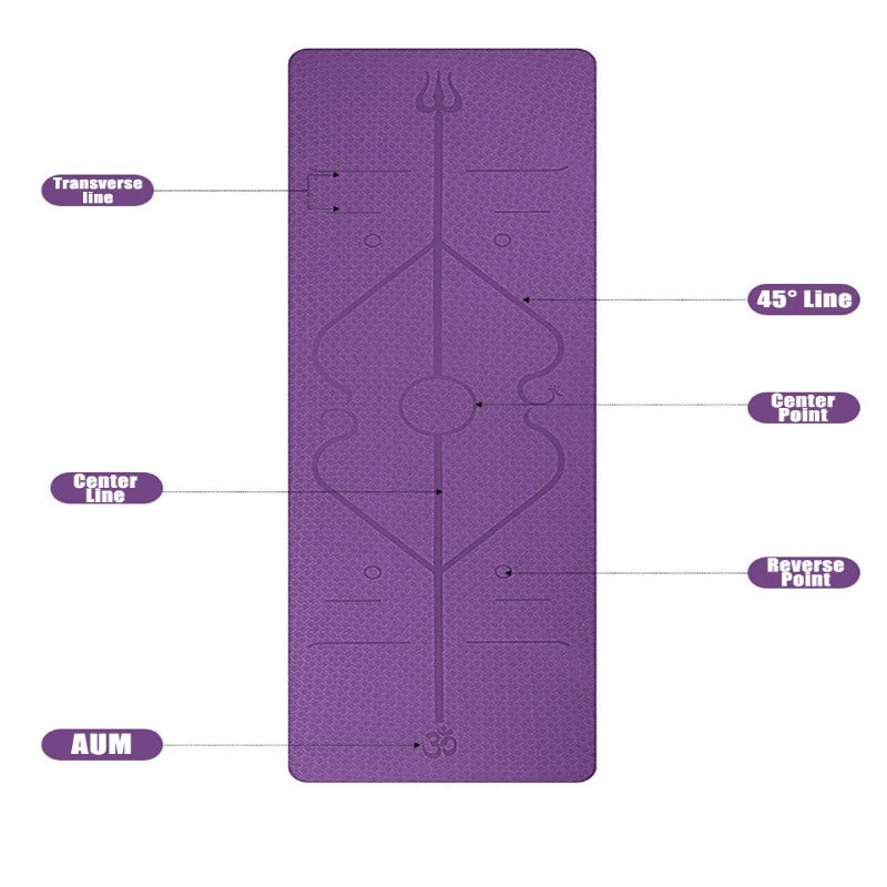 Non Slip TPE Yoga Mat Position Line Beginner - Comfy Collectors