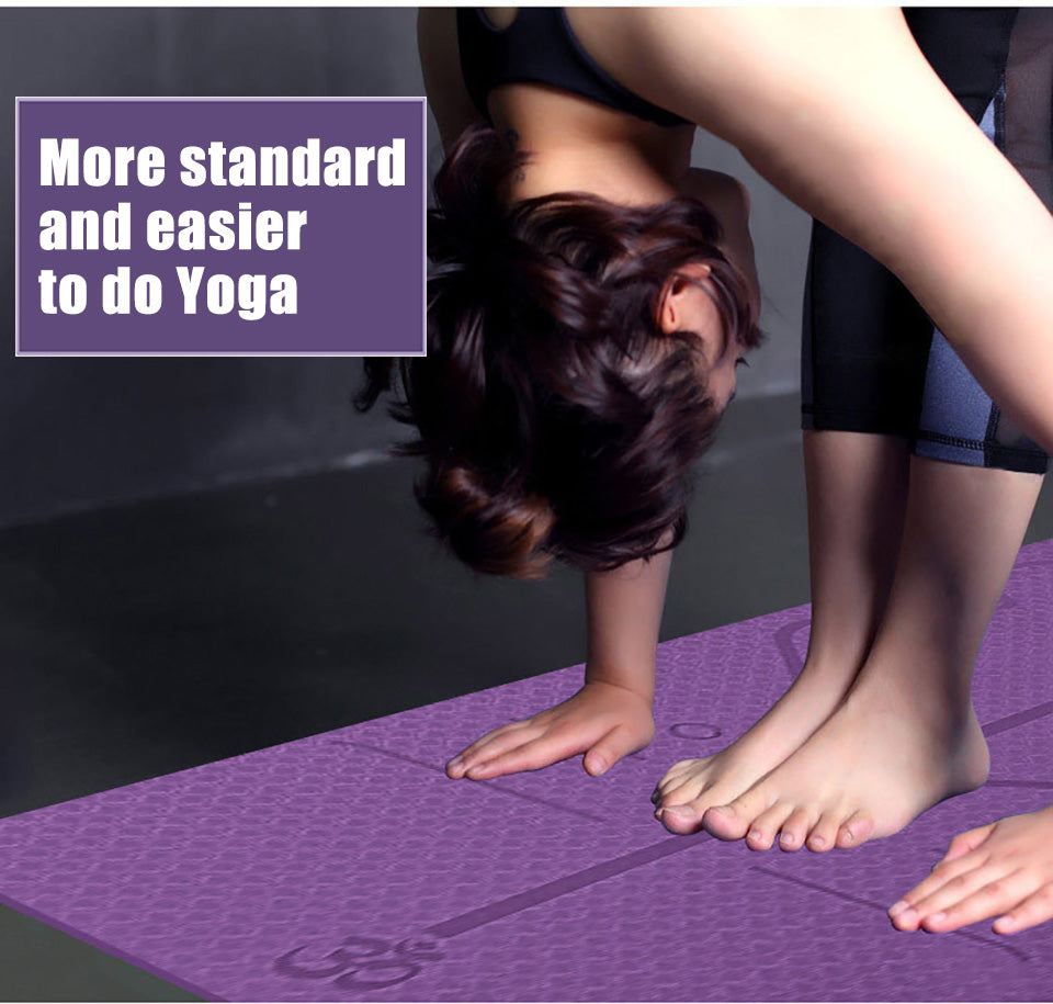 Non Slip TPE Yoga Mat Position Line Beginner - Comfy Collectors