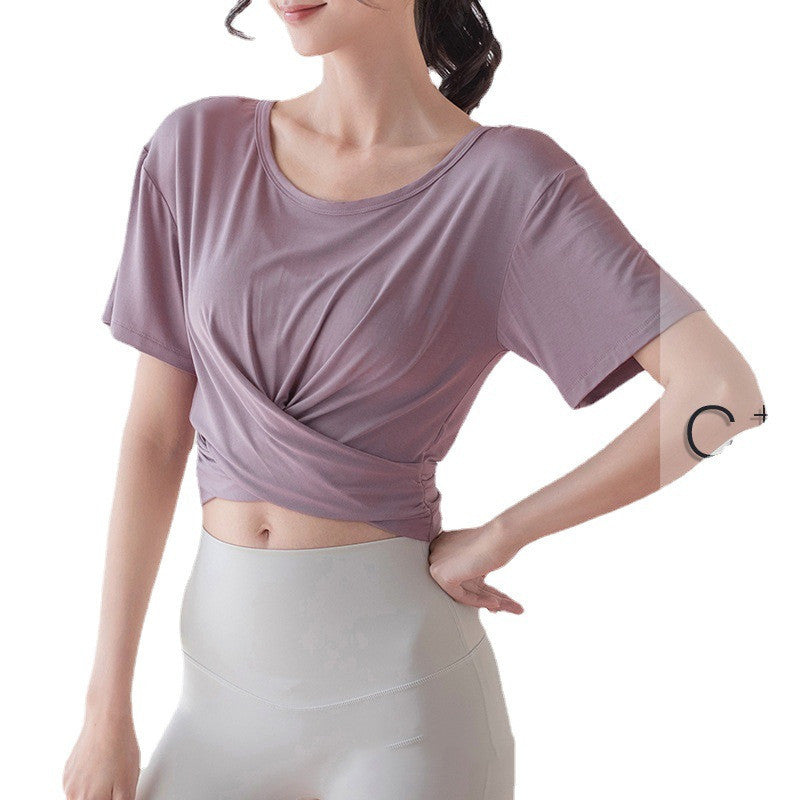 Yoga Clothing Women's Comfortable Round Neck Fitness Clothing Short Sports - Comfy Collectors