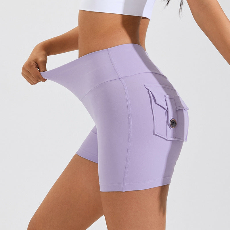 High Waist Hip Lifting Shorts With Pockets Quick Dry Yoga Fitness Sports Pants Summer Women Clothes - Comfy Collectors