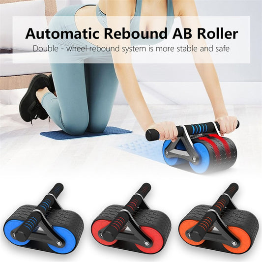 Double Wheel Abdominal Exerciser Women Men Automatic Rebound Ab Wheel Roller Waist Trainer Gym Sports Home Exercise Devices - Comfy Collectors