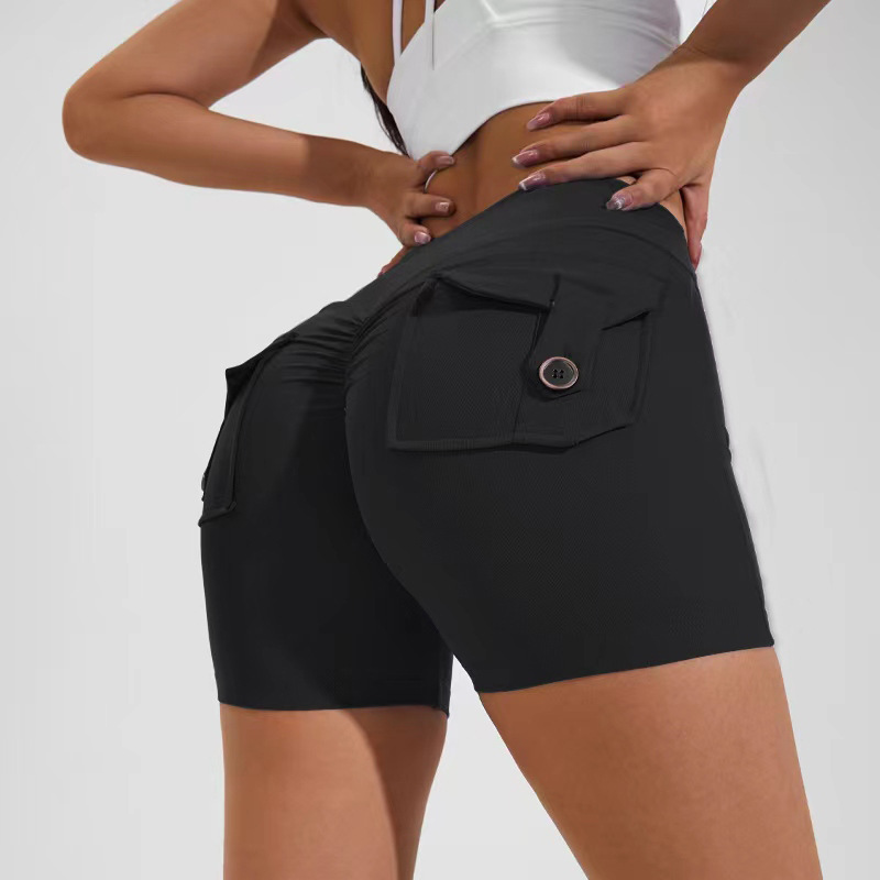 High Waist Hip Lifting Shorts With Pockets Quick Dry Yoga Fitness Sports Pants Summer Women Clothes - Comfy Collectors