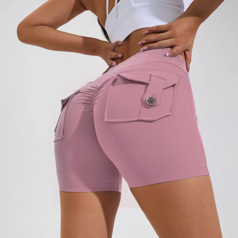 High Waist Hip Lifting Shorts With Pockets Quick Dry Yoga Fitness Sports Pants Summer Women Clothes - Comfy Collectors